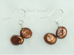 Princess Brown Keshi Pearl Earrings 8-9mm with 2 Pearls