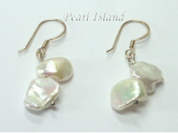 Princess White Keshi Pearl Earrings 8-9mm with 2 Pearls