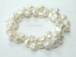 Princess 2-Row White Keshi Pearl Bracelet 8-9mm