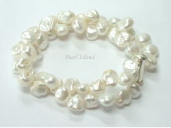 Princess 2-Row White Keshi Pearl Bracelet 8-9mm