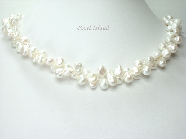 White Freshwater Keshi Pearl Necklace