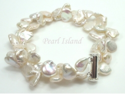 Princess 2-Row White Keshi Pearl Bracelet 10-12mm