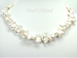 Princess 2-Row White Keshi Pearl Necklace 10-12mm