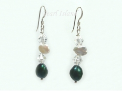 Princess Emerald Green Baroque Keshi Pearl Crystal Earrings