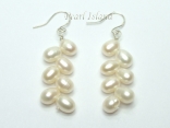 Elegance White Oval Pearl Earrings with 7 pearls