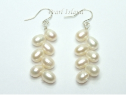 Elegance White Oval Pearl Earrings with 7 pearls