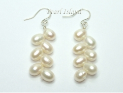 Bridal Pearls - Elegance White Oval Pearl Earrings with 7 pearls