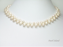 Elegance White Oval Pearl Necklace 6-7mm