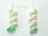 Elegance Green & White Pearl Earrings