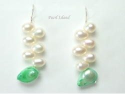 Elegance Green & White Pearl Earrings