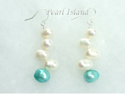 Elegance Light Turquoise & White Pearl Earrings