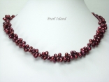 Stylish 2-Row Wine Oval Pearl Necklace