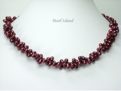 Stylish 2-Row Wine Oval Pearl Necklace