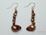 Chic 5 Baroque Pearl & 1 Blister Pearl Brown Earrings