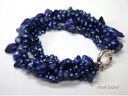 Chic 5-Row Baroque & 1-Row Blister Pearl Blue Bracelet