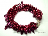 Chic 5-Row Baroque & 1-Row Blister Pearl Red Bracelet