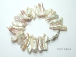 Dragon Tooth Big Pink & White Biwa Pearl Bracelet 22-23mm