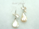 Art Deco White Coin & Keishi Pearl Earrings Style 1