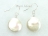 Art Deco Coin Pearl White Earrings 13-14mm