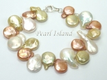 Art Deco Yellow WB Coin Pearl Bracelet