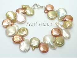 Art Deco Yellow WB Coin Pearl Bracelet