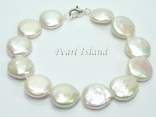 Art Deco White Coin Pearl Bracelet 13-14mm