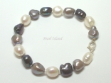 Enchanting Gun-Metal Grey White Baroque Pearl Bracelet