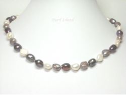 Enchanting Gun-Metal Grey White Baroque Pearl Necklace