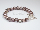 Enchanting Grey Baroque Pearl Bracelet with Toggle Clasp