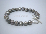 Enchanting Grey Baroque Pearl Bracelet with Toggle Clasp
