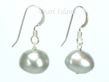 Large Silver Grey Baroque Pearl Earrings