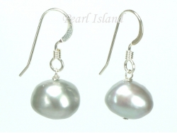 Large Silver Grey Baroque Pearl Earrings