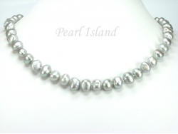 Large Silver Grey Baroque Pearl Necklace