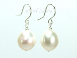 2 x Quality White Baroque Pearl Earrings 10-10.5mm