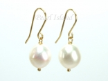 9ct Gold White Baroque Pearl Earrings 10-10.5mm