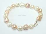 Enchanting Peach White Baroque Pearl Bracelet