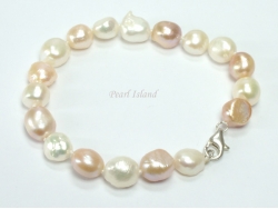 Enchanting Peach White Baroque Pearl Bracelet