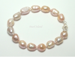 Enchanting Peach Lavender Baroque Pearl Bracelet