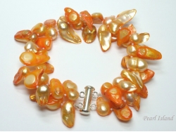 Vogue 2-Row Orange Blister Pearl Bracelet