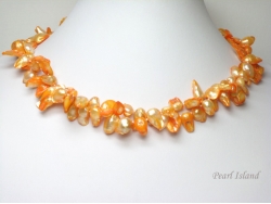 Vogue 2-Row Orange Blister Pearl Necklace