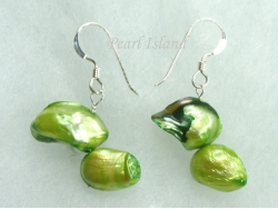 Vogue Green Blister Pearl Earrings with 2 pearls