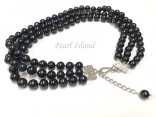 Prestige 3-Strand Peacock Black Freshwater Pearl Choker