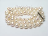 Prestige 3-Strand White Pearl Bracelet 7-8mm