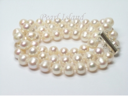 Bridal Pearls - Prestige 3-Strand White Pearl Bracelet 8-8.5mm