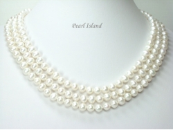 Prestige 3-Strand White Pearl Necklace 7-8mm