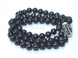 Prestige 3 Strand Peacock Black Pearl Bracelet 7-8mm