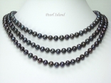 Prestige 3 Strand Peacock Black Pearl Necklace 7-8mm