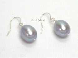 Prestige Silver Grey Pearl Earrings 9-10mm