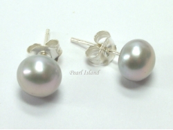 Prestige Silver Grey Pearl Studs 6-7mm