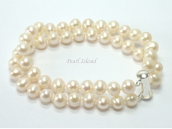 Bridal Pearls - Prestige 2 Strand White Pearl Bracelet 8-8.5mm